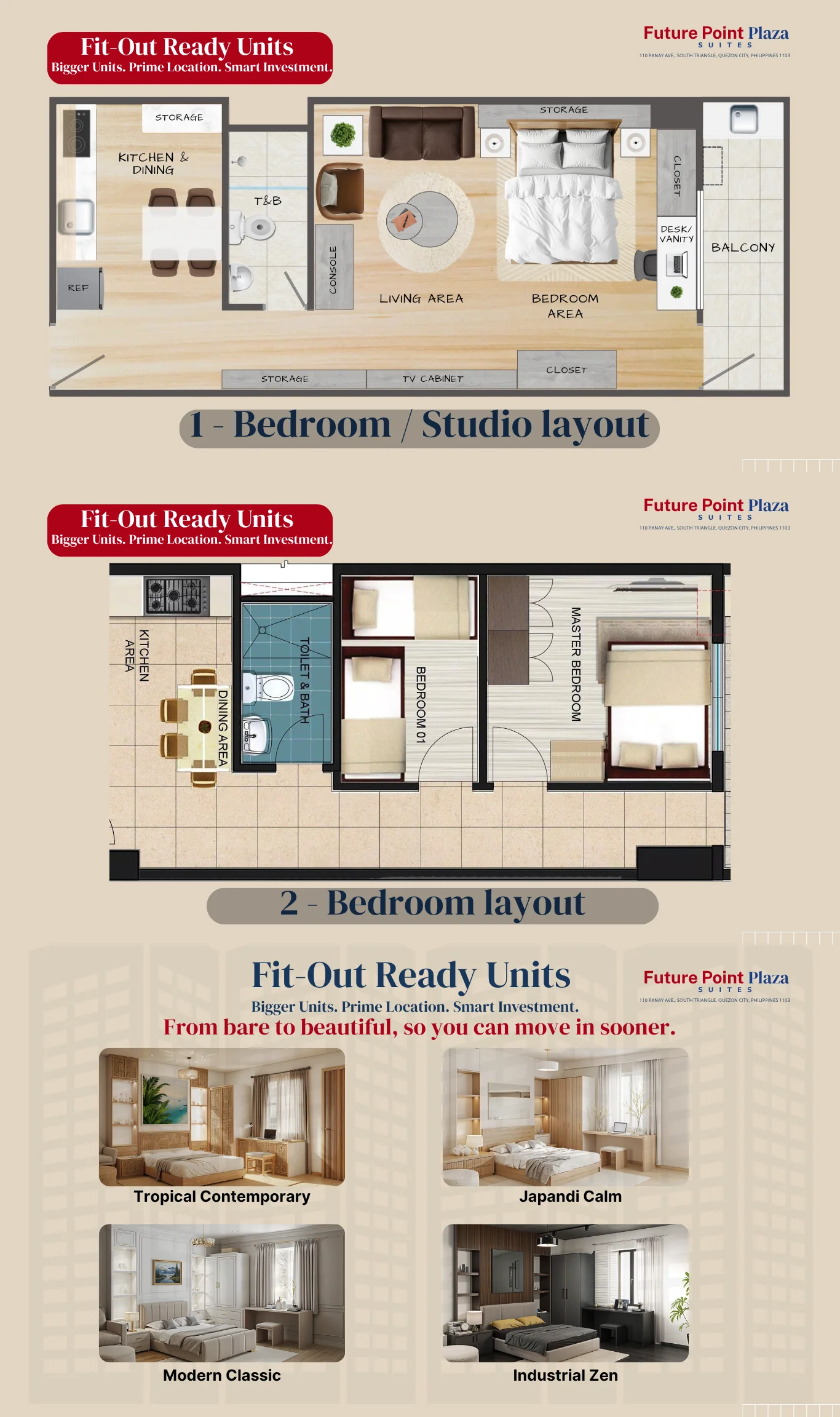 Future Point Plaza Suites unit layouts and fit-out concepts
